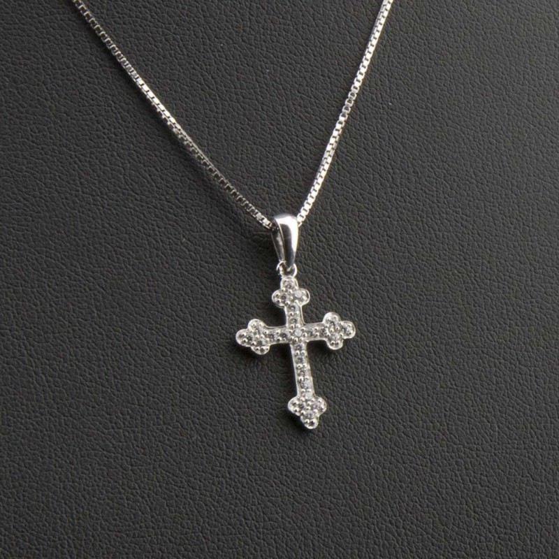 Ciondolo A Croce In Argento 925 E Zirconi - Foto 2