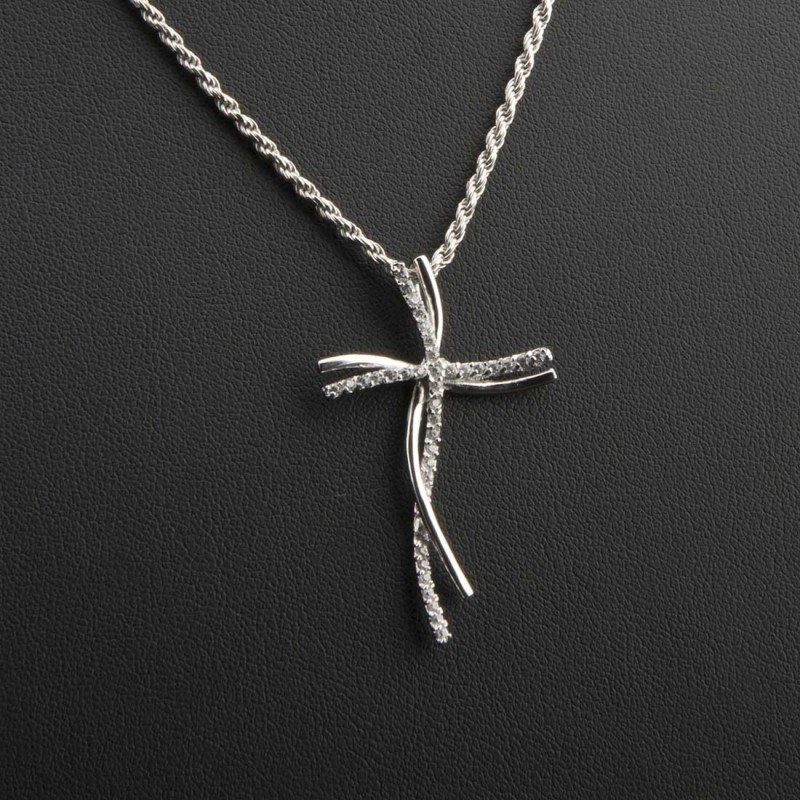 Ciondolo A Croce In Argento 925 E Zirconi - Foto 13